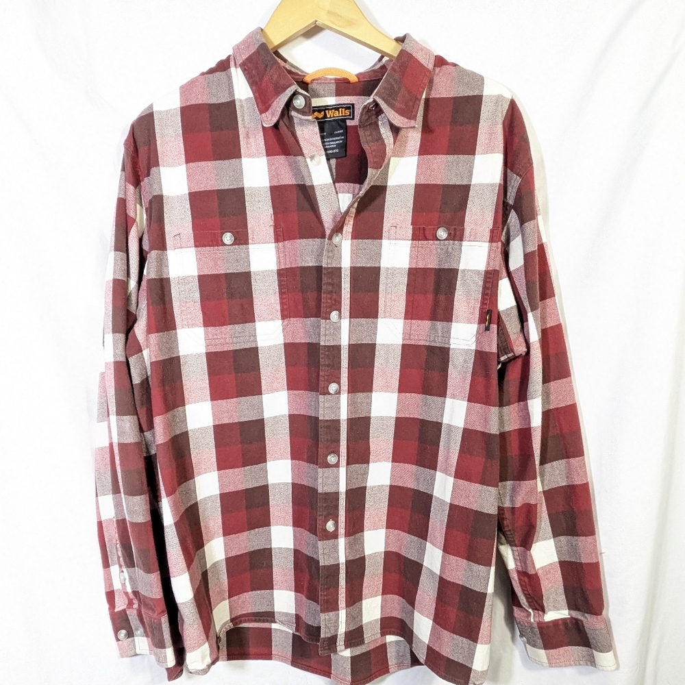 Walls Men's Flannel Button Down Plaid Shirt Cotton Blend Warm Comfort Casual 2XL